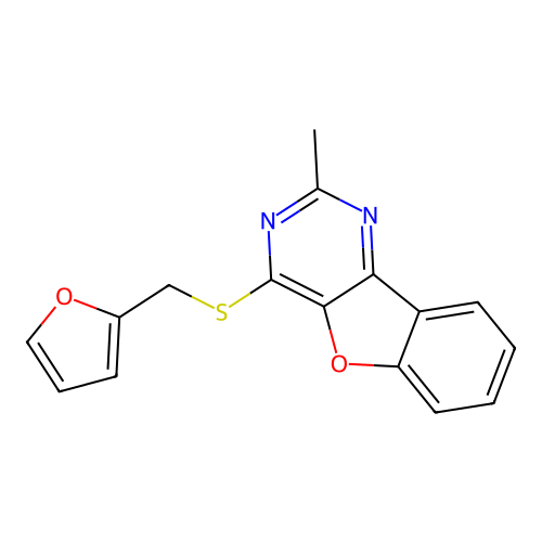 4-(Furan-2-ylmethylsulfanyl)-2-methyl-[1]benzofuro[3,2-d]pyrimidine structure