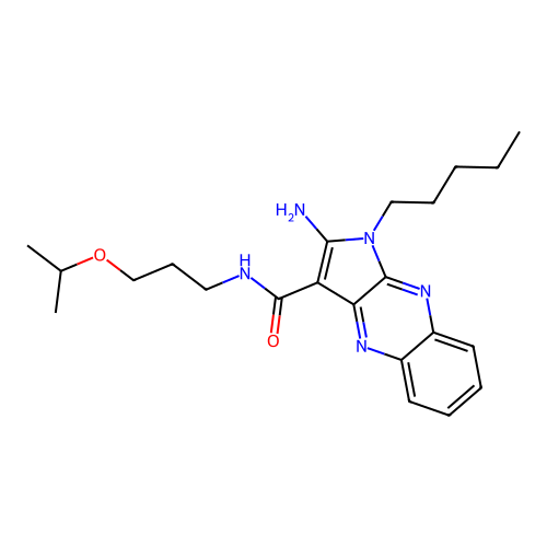 2-amino-1-pentyl-N-(3-propan-2-yloxypropyl)pyrrolo[3,2-b]quinoxaline-3-carboxamide structure