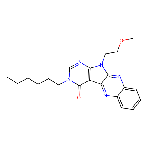 3-hexyl-11-(2-methoxyethyl)-3H-pyrimido[5',4':4,5]pyrrolo[2,3-b]quinoxalin-4(11H)-one structure