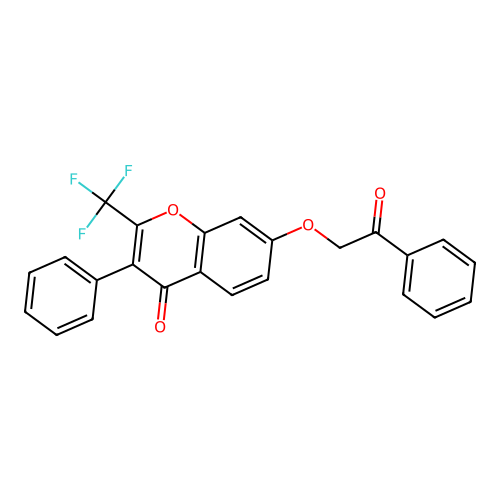 7-(2-oxo-2-phenylethoxy)-3-phenyl-2-(trifluoromethyl)-4H-chromen-4-one structure
