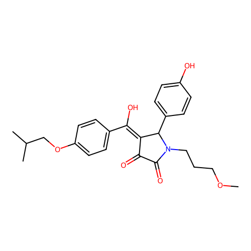3-hydroxy-5-(4-hydroxyphenyl)-1-(3-methoxypropyl)-4-[4-(2-methylpropoxy)benzoyl]-2,5-dihydro-1H-pyrrol-2-one structure