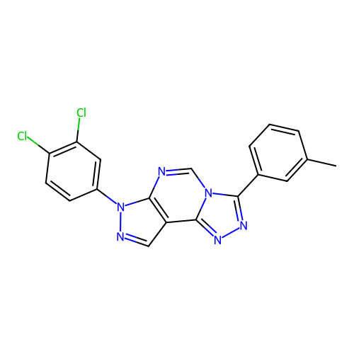3-(3,4-dichlorophenyl)-7-(3-methylphenyl)-6-hydropyrazolo[5,4-d]1,2,4-triazolo [4,3-e]pyrimidine structure
