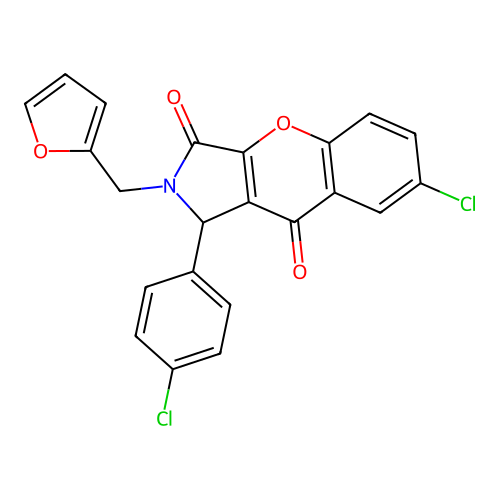 7-chloro-1-(4-chlorophenyl)-2-(furan-2-ylmethyl)-1,2-dihydrochromeno[2,3-c]pyrrole-3,9-dione structure