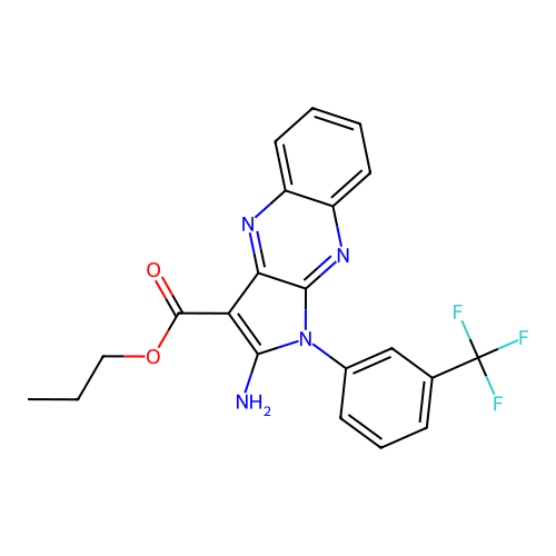 propyl 2-amino-1-(3-(trifluoromethyl)phenyl)-1H-pyrrolo[2,3-b]quinoxaline-3-carboxylate structure