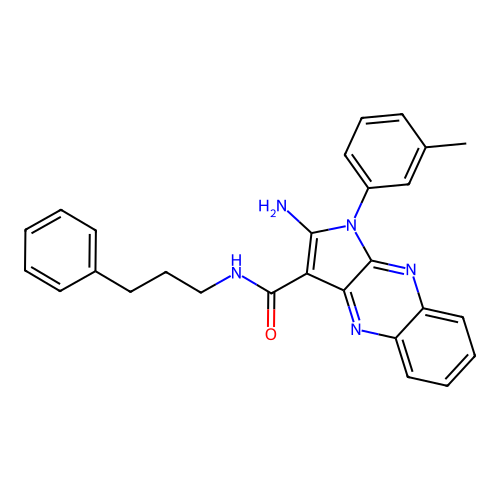2-amino-1-(3-methylphenyl)-N-(3-phenylpropyl)-1H-pyrrolo[2,3-b]quinoxaline-3-carboxamide structure