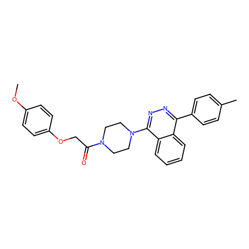 2-(4-methoxyphenoxy)-1-[4-[4-(4-methylphenyl)phthalazin-1-yl]piperazin-1-yl]ethanone structure
