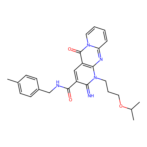 2-imino-1-(3-isopropoxypropyl)-N-(4-methylbenzyl)-5-oxo-2,5-dihydro-1H-dipyrido[1,2-a:2',3'-d]pyrimidine-3-carboxamide structure
