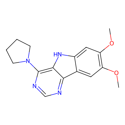 7,8-dimethoxy-4-(pyrrolidin-1-yl)-5H-pyrimido[5,4-b]indole structure