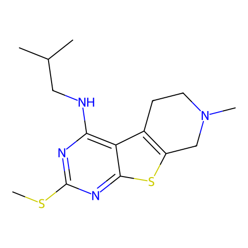 7-methyl-N-(2-methylpropyl)-2-(methylsulfanyl)-5,6,7,8-tetrahydropyrido[4',3':4,5]thieno[2,3-d]pyrimidin-4-amine structure