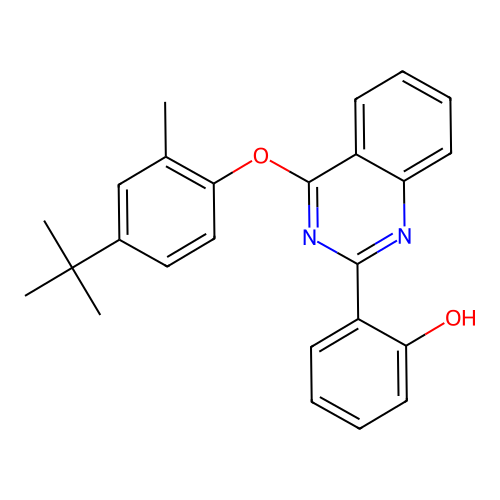 2-[4-(4-Tert-butyl-2-methylphenoxy)quinazolin-1-ium-2-yl]phenolate structure