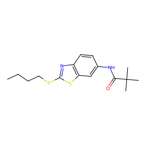 N-[2-(butylsulfanyl)-1,3-benzothiazol-6-yl]-2,2-dimethylpropanamide structure