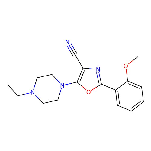 5-(4-Ethylpiperazin-1-yl)-2-(2-methoxyphenyl)-1,3-oxazole-4-carbonitrile structure