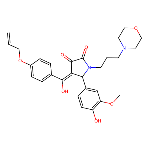 (4E)-5-(4-hydroxy-3-methoxyphenyl)-4-[hydroxy-(4-prop-2-enoxyphenyl)methylidene]-1-(3-morpholin-4-ylpropyl)pyrrolidine-2,3-dione structure
