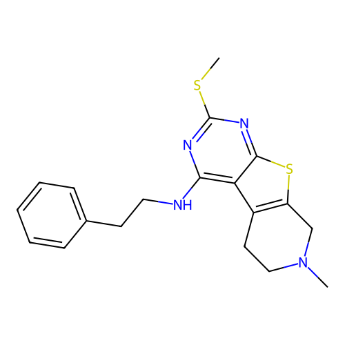 7-methyl-2-(methylsulfanyl)-N-(2-phenylethyl)-5,6,7,8-tetrahydropyrido[4',3':4,5]thieno[2,3-d]pyrimidin-4-amine structure