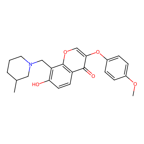 7-hydroxy-3-(4-methoxyphenoxy)-8-((3-methylpiperidin-1-yl)methyl)-4H-chromen-4-one structure