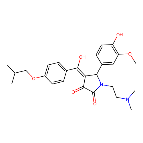 1-(2-dimethylaminoethyl)-5-(4-hydroxy-3-methoxyphenyl)-4-[hydroxy-[4-(2-methylpropoxy)phenyl]methylidene]pyrrolidine-2,3-dione structure