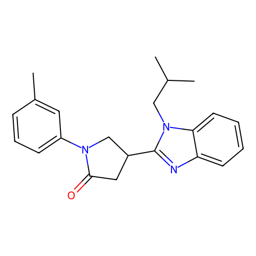 4-(1-isobutyl-1H-benzo[d]imidazol-2-yl)-1-(m-tolyl)pyrrolidin-2-one structure