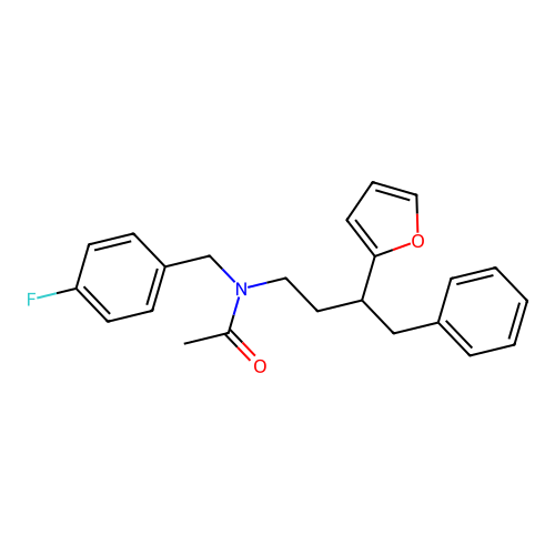 N-[(4-fluorophenyl)methyl]-N-[3-(furan-2-yl)-4-phenylbutyl]acetamide structure