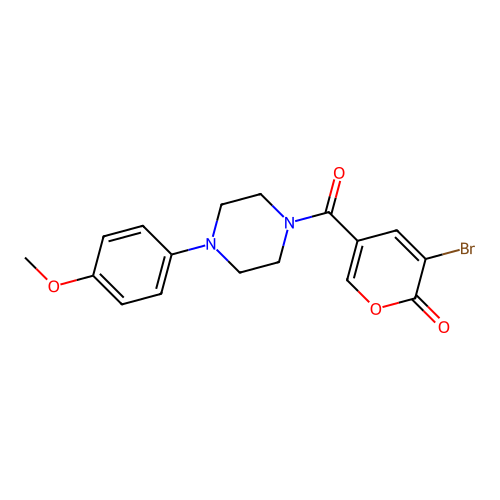 3-bromo-5-{[4-(4-methoxyphenyl)piperazin-1-yl]carbonyl}-2H-pyran-2-one structure
