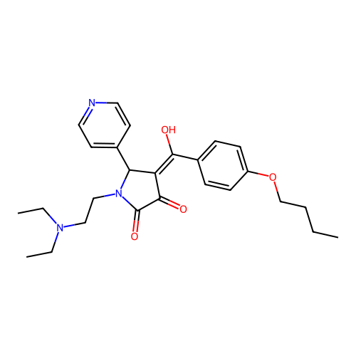 (4E)-4-[(4-butoxyphenyl)-hydroxymethylidene]-1-(2-diethylaminoethyl)-5-pyridin-4-ylpyrrolidine-2,3-dione structure
