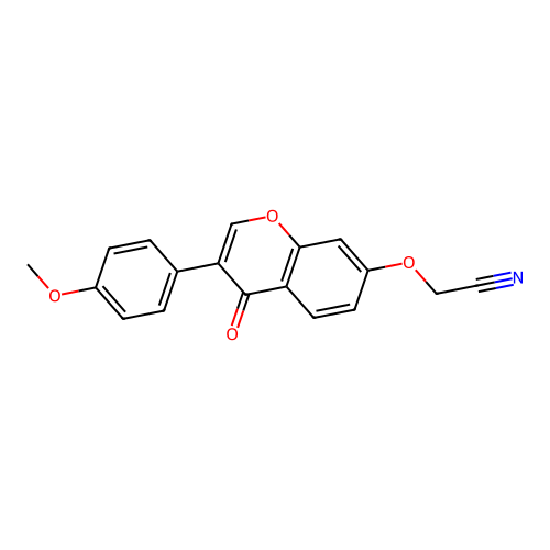 2-((3-(4-methoxyphenyl)-4-oxo-4H-chromen-7-yl)oxy)acetonitrile structure