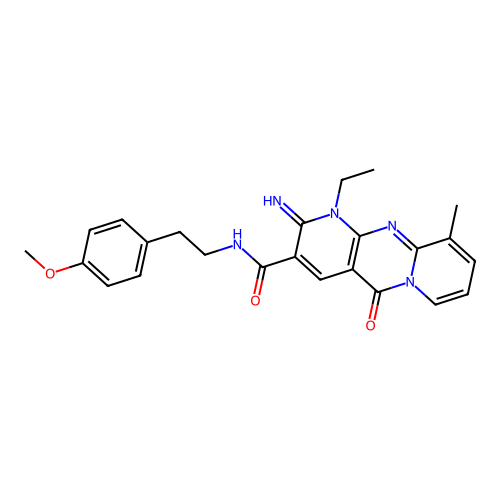 1-ethyl-2-imino-N-[2-(4-methoxyphenyl)ethyl]-10-methyl-5-oxo-1,5-dihydro-2H-dipyrido[1,2-a:2',3'-d]pyrimidine-3-carboxamide structure