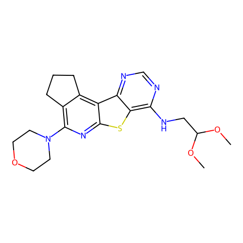 N-(2,2-dimethoxyethyl)-4-(morpholin-4-yl)-2,3-dihydro-1H-cyclopenta[4',5']pyrido[3',2':4,5]thieno[3,2-d]pyrimidin-7-amine structure