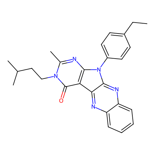 11-(4-ethylphenyl)-2-methyl-3-(3-methylbutyl)-3,11-dihydro-4H-pyrimido[5',4':4,5]pyrrolo[2,3-b]quinoxalin-4-one structure