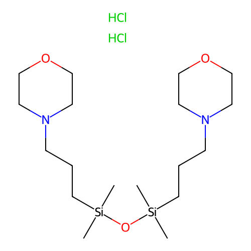 Morpholine, 4,4'-oxybis(dimethylsilylene)bis(trimethylene)di-, dihydrochloride structure