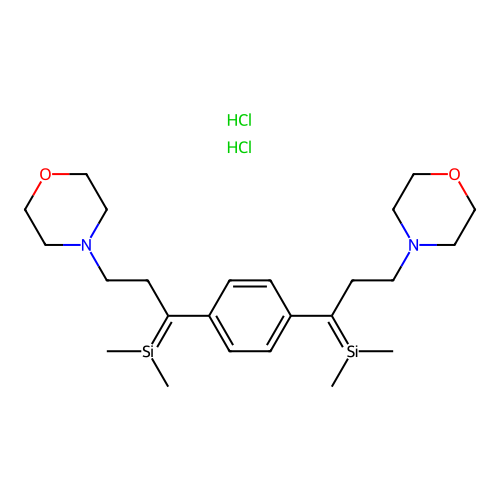 Morpholine, 4,4'-(p-phenylene)bis(dimethylsilylene)bis(trimethylene)di-, dihydrochloride structure