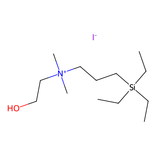 N-(2-Hydroxyethyl)-N,N-dimethyl-3-(triethylsilyl)propan-1-aminium iodide structure
