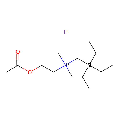 Dimethyl(2-hydroxyethyl)(triethylsilylmethyl)ammonium iodide acetate (ester) structure