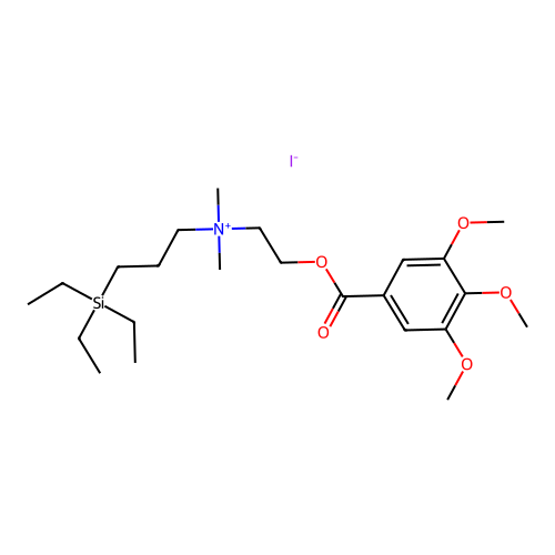 Dimethyl(2-hydroxyethyl)(3-(triethylsilyl)propyl)ammonium iodide 3,4,5-trimethoxybenzoate structure