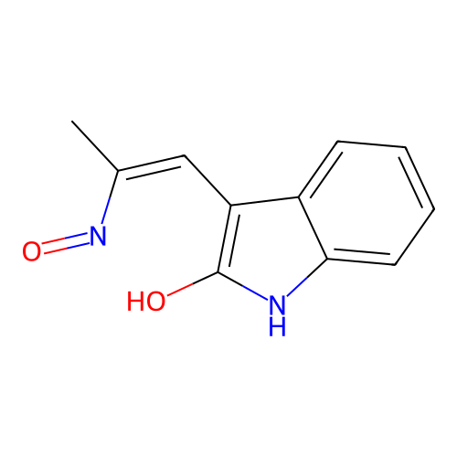 3-[(E)-2-(hydroxyamino)prop-1-enyl]indol-2-one structure