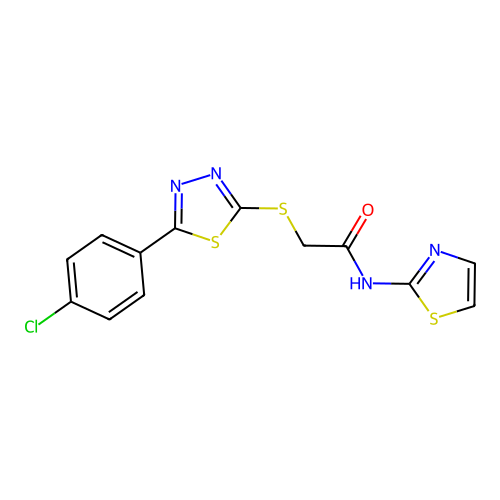 2-((5-(4-Chlorophenyl)-1,3,4-thiadiazol-2-yl)thio)-N-(1,3-thiazol-2-yl)acetamide structure