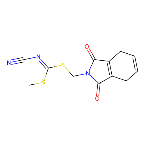 Methyl [(1,3-dioxo-1H-isoindol-2(3H,4H,7H)-yl)methyl] cyanocarbonimidodithioate structure