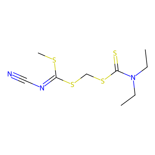 [(n,n-Diethyldithiocarbamoyl)methyl] methylcyanocarbonimidodithionate structure