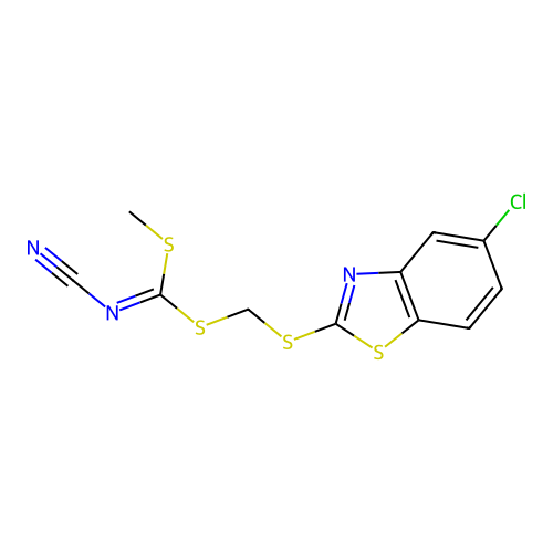 [(5-chloro-1,3-benzothiazol-2-yl)sulfanylmethylsulfanyl-methylsulfanylmethylidene]cyanamide structure