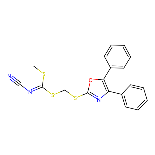 [(4,5-Diphenyloxazol-2-ylthio)methyl] methyl cyanocarbonimidodithioate structure