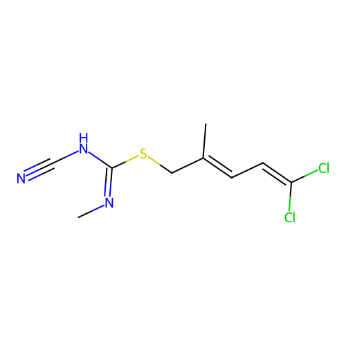 1-Cyano-2-(5,5-dichloro-2-methylpenta-2,4-dienyl)-3-methylisothiourea structure