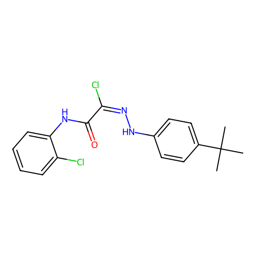 2-[2-(4-tert-Butylphenyl)hydrazono]-2-chloro-N-(2-chlorophenyl)acetamide structure