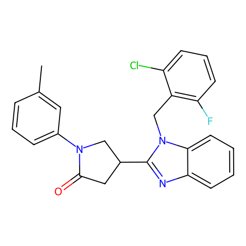4-(1-(2-chloro-6-fluorobenzyl)-1H-benzo[d]imidazol-2-yl)-1-(m-tolyl)pyrrolidin-2-one structure