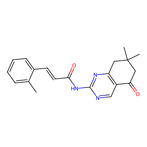 (2E)-N-(7,7-dimethyl-5-oxo-5,6,7,8-tetrahydroquinazolin-2-yl)-3-(2-methylphenyl)prop-2-enamide structure