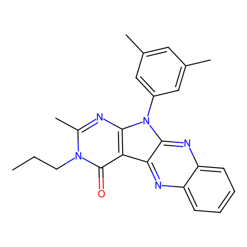11-(3,5-dimethylphenyl)-2-methyl-3-propyl-3,11-dihydro-4H-pyrimido[5',4':4,5]pyrrolo[2,3-b]quinoxalin-4-one structure