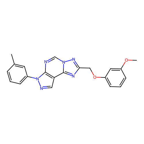 2-((3-methoxyphenoxy)methyl)-7-(m-tolyl)-7H-pyrazolo[4,3-e][1,2,4]triazolo[1,5-c]pyrimidine structure