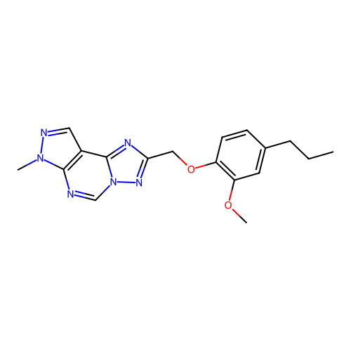2-((2-methoxy-4-propylphenoxy)methyl)-7-methyl-7H-pyrazolo[4,3-e][1,2,4]triazolo[1,5-c]pyrimidine structure