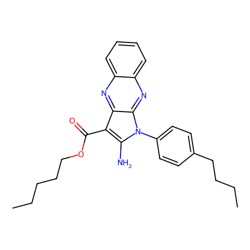 pentyl 2-amino-1-(4-butylphenyl)-1H-pyrrolo[2,3-b]quinoxaline-3-carboxylate structure