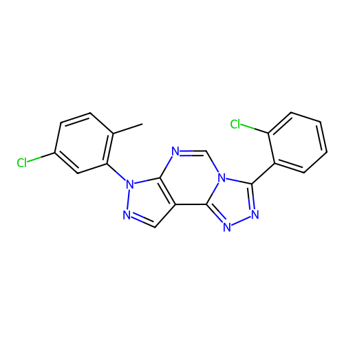 7-(5-chloro-2-methylphenyl)-3-(2-chlorophenyl)-7H-pyrazolo[4,3-e][1,2,4]triazolo[4,3-c]pyrimidine structure