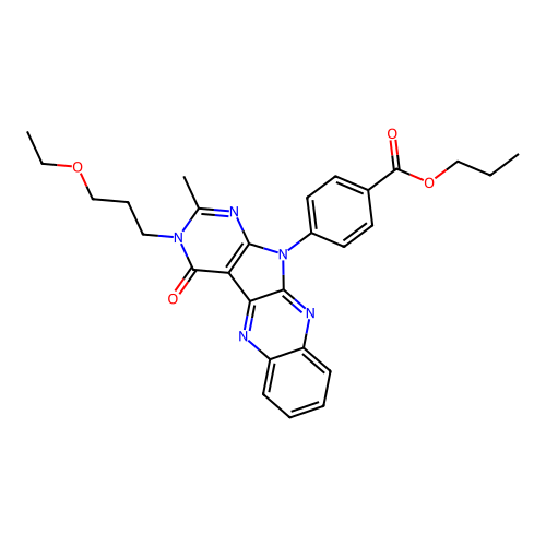 propyl 4-(3-(3-ethoxypropyl)-2-methyl-4-oxo-3H-pyrimido[5',4':4,5]pyrrolo[2,3-b]quinoxalin-11(4H)-yl)benzoate structure