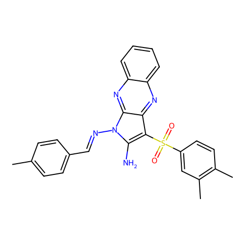 (E)-3-((3,4-dimethylphenyl)sulfonyl)-N1-(4-methylbenzylidene)-1H-pyrrolo[2,3-b]quinoxaline-1,2-diamine structure
